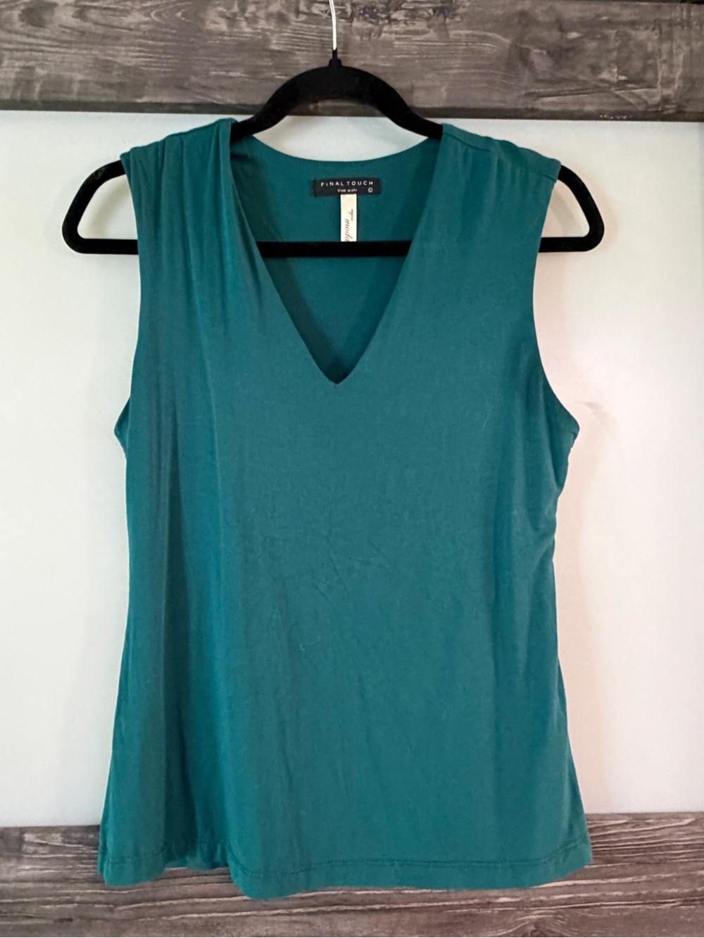 Final Touch Teal Sleeveless V-Neck Tunic Top